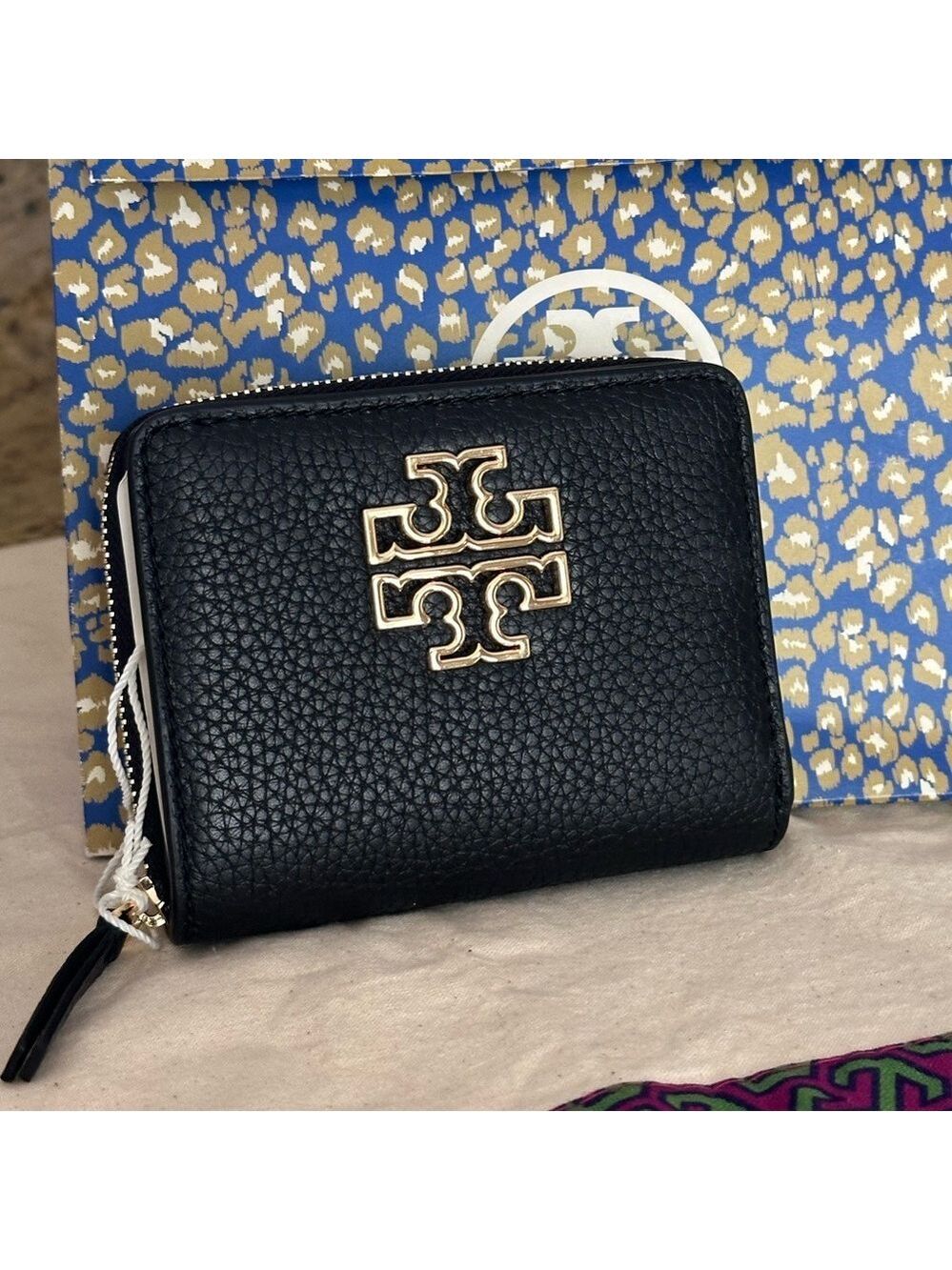 New Tory Burch Britten bi-fold wallet black